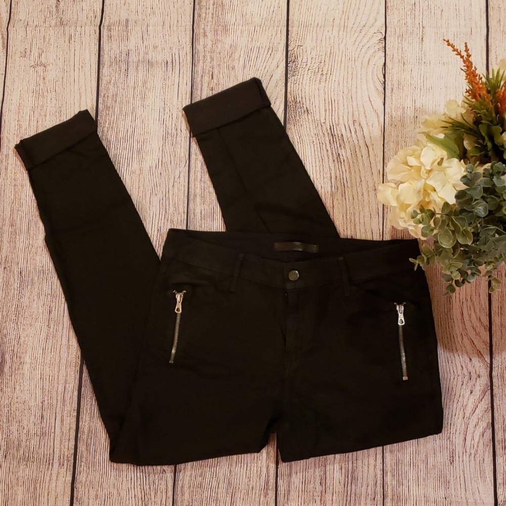 Joe's Coated Black Midrise Straight Jeans, Sz 32